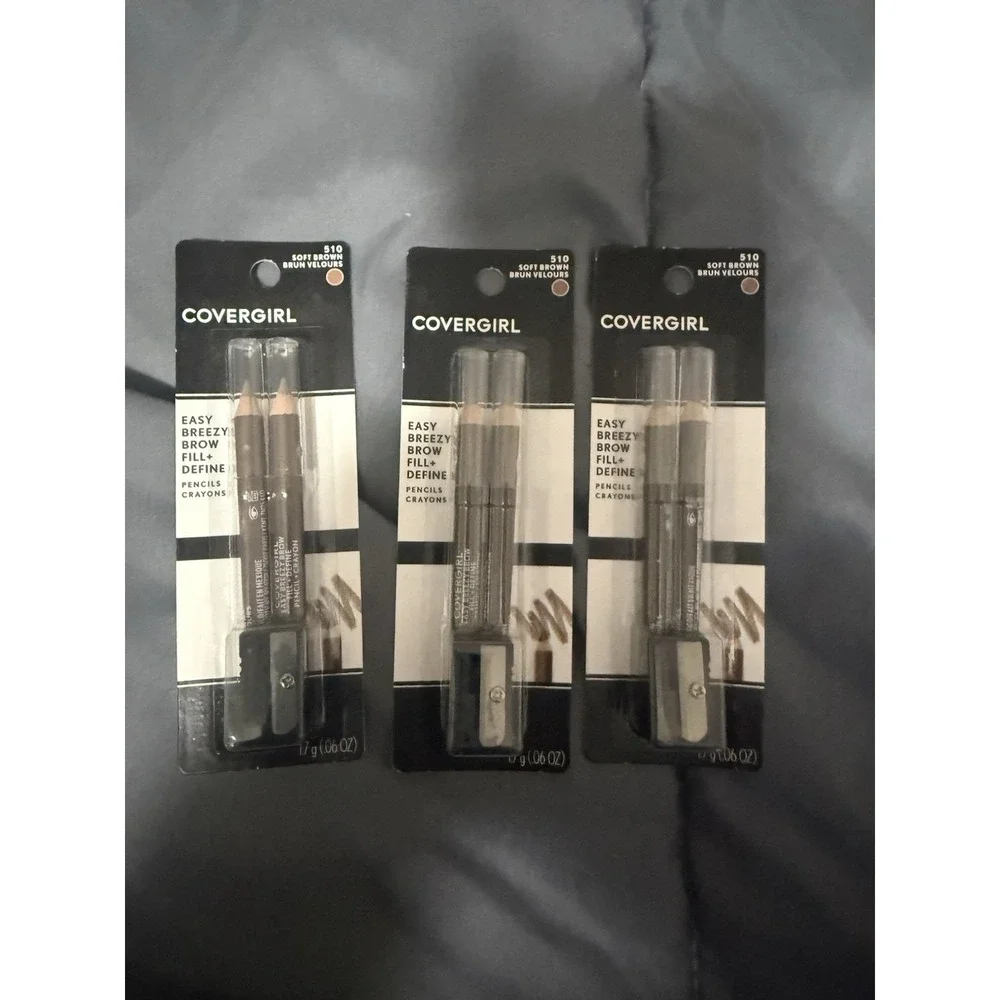 3 CoverGirl Soft Brown Brow Fill & Define Pencil w/Sharpener #510 Blendable New